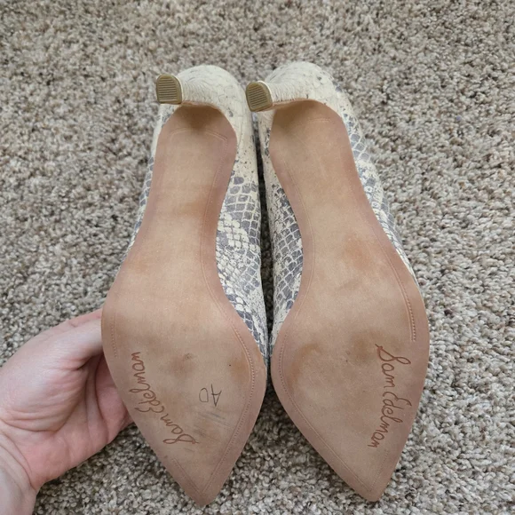 Sam Eldeman Snake Print Platform Womens Heels Size 8.5 Leather - Picture 8 of 13